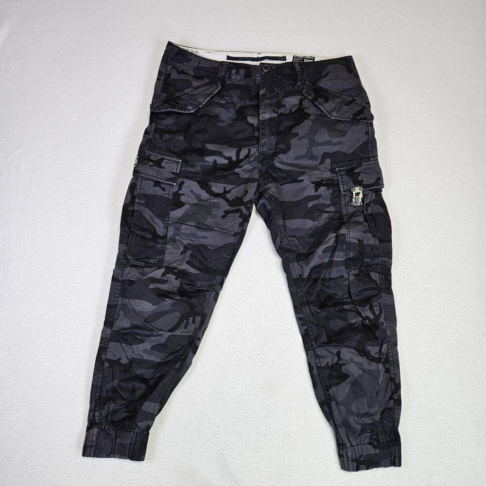 Izzue X04 Army Cargo Pant Mens 32 Black Camo Jogger Military Utility Streetwear